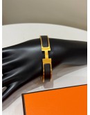 (UNUSED) 2026 HERMES CLIC H BRACELET IN GOLD PLATED WITH BLACK ENAMEL -FULL SET-