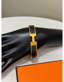 (UNUSED) 2026 HERMES CLIC H BRACELET IN GOLD PLATED WITH BLACK ENAMEL -FULL SET-