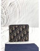 CHRISTIAN DIOR BIFOLD WALLET IN BLUE DIOR OBLIQUE JACQUARD WITH BLACK LEATHER -FULL SET-