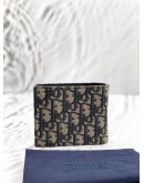 CHRISTIAN DIOR BIFOLD WALLET IN BLUE DIOR OBLIQUE JACQUARD WITH BLACK LEATHER -FULL SET-