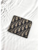 CHRISTIAN DIOR BIFOLD WALLET IN BLUE DIOR OBLIQUE JACQUARD WITH BLACK LEATHER -FULL SET-