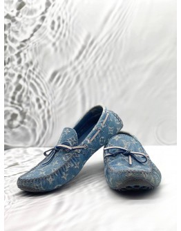 LOUIS VUITTON LOAFERS SIZE 8 IN BLUE MONOGRAM DENIM