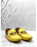 LOUIS VUITTON LOAFERS SIZE 8 IN YELLOW WITH BLUE LEATHER  