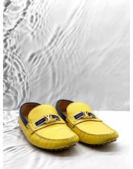 LOUIS VUITTON LOAFERS SIZE 8 IN YELLOW WITH BLUE LEATHER  