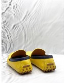 LOUIS VUITTON LOAFERS SIZE 8 IN YELLOW WITH BLUE LEATHER  