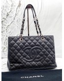 (LIKE NEW) CHANEL GST GRAND SHOPPING TOTE BAG IN BLACK CAVIAR LEATHER