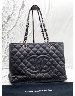 (LIKE NEW) CHANEL GST GRAND SHOPPING TOTE BAG IN BLACK CAVIAR LEATHER