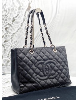 (LIKE NEW) CHANEL GST GRAND SHOPPING TOTE BAG IN BLACK CAVIAR LEATHER
