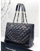 (LIKE NEW) CHANEL GST GRAND SHOPPING TOTE BAG IN BLACK CAVIAR LEATHER