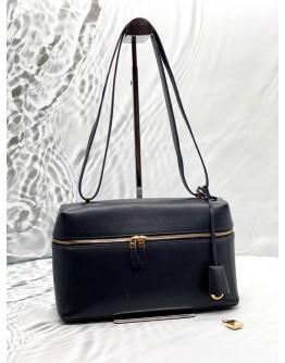 LORO PIANA EXTRA BAG L27 IN BLACK LEATHER