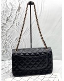 CHANEL CLASSIC JUMBO DOUBLE FLAP SHOULDER BAG IN BLACK LAMBSKIN LEATHER