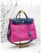 (LIKE NEW) HERMES HERBAG PM 31 IN ROSE POURPRE TOILE CANVAS WITH BLEU SAPHIR VACHE HUNTER LEATHER