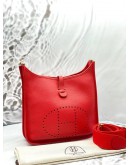 (LIKE NEW) 2020 HERMES EVELYNE PM IN ROUGE VIF CLEMENCE LEATHER