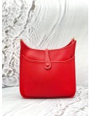 (LIKE NEW) 2020 HERMES EVELYNE PM IN ROUGE VIF CLEMENCE LEATHER