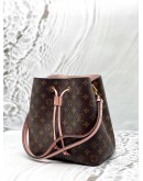 LOUIS VUITTON NEONOE MM IN BROWN MONOGRAM CANVAS WITH PINK LEATHER