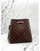 LOUIS VUITTON NEONOE MM IN BROWN MONOGRAM CANVAS WITH PINK LEATHER