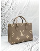 (LIKE NEW) MICROCHIP LOUIS VUITTON ON THE GO PM IN TOURTERELLE WITH CREME MONOGRAM EMPREINTE LEATHER