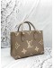 (LIKE NEW) MICROCHIP LOUIS VUITTON ON THE GO PM IN TOURTERELLE WITH CREME MONOGRAM EMPREINTE LEATHER