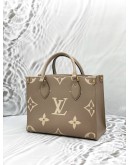 (LIKE NEW) MICROCHIP LOUIS VUITTON ON THE GO PM IN TOURTERELLE WITH CREME MONOGRAM EMPREINTE LEATHER