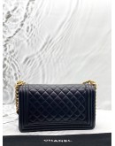 (LIKE NEW) CHANEL BOY MEDIUM SHOULDER BAG IN BLACK CAVIAR LEATHER