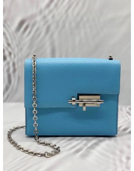 (LIKE NEW) HERMES VERROU CHAINE MINI BAG IN LIGHT BLUE GOATSKIN LEATHER