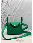 (LIKE NEW) HERMES MINI LINDY IN GREEN CLEMENCE LEATHER