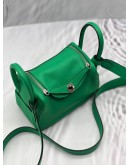 (LIKE NEW) HERMES MINI LINDY IN GREEN CLEMENCE LEATHER