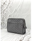 (LIKE NEW) GOYARD JOUVENCE MM TOILETRY IN GREY GOYARDINE CANVAS WITH CHEVROCHES CALFSKIN LEATHER