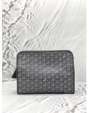 (LIKE NEW) GOYARD JOUVENCE MM TOILETRY IN GREY GOYARDINE CANVAS WITH CHEVROCHES CALFSKIN LEATHER