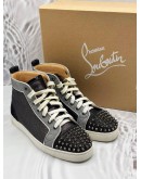 CHRISTIAN LOUBOUTIN LOUIS ORLATO HIGH TOP SNEAKERS SIZE 42 IN BLACK WITH SILVER -FULL SET-