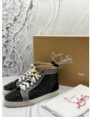 CHRISTIAN LOUBOUTIN LOUIS ORLATO HIGH TOP SNEAKERS SIZE 42 IN BLACK WITH SILVER -FULL SET-