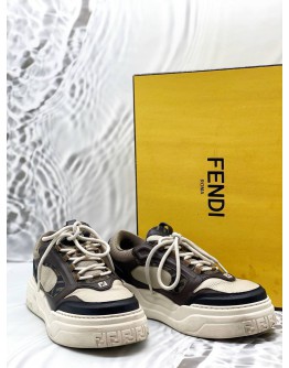 FENDI FORCE TRAINER SNEAKERS SIZE 7 IN BEIGE WITH BROWN COLORWAY
