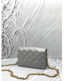 (LIKE NEW) MICROCHIP LOUIS VUITTON POCHETTE COUSSIN IN METALLIC SILVER MONOGRAM EMBOSSED LAMBSKIN LEATHER -FULL SET-