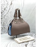 VIVIENNE WESTWOOD ARCHIVE ORB HANDBAG IN ETOUPE WITH BLUE LEATHER