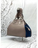 VIVIENNE WESTWOOD ARCHIVE ORB HANDBAG IN ETOUPE WITH BLUE LEATHER