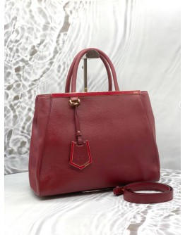 FENDI 2 JOURS TOTE BAG IN RED LEATHER
