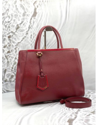 FENDI 2 JOURS TOTE BAG IN RED LEATHER