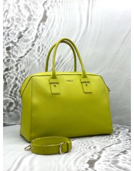 FURLA ALLEGRA TOTE BAG IN NEON YELLOW LEATHER