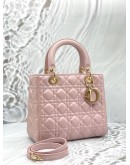 CHRISTIAN DIOR MEDIUM LADY DIOR IN LIGHT PINK CANNAGE LAMBSKIN LEATHER