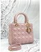 CHRISTIAN DIOR MEDIUM LADY DIOR IN LIGHT PINK CANNAGE LAMBSKIN LEATHER