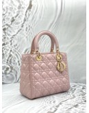 CHRISTIAN DIOR MEDIUM LADY DIOR IN LIGHT PINK CANNAGE LAMBSKIN LEATHER
