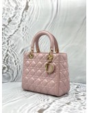 CHRISTIAN DIOR MEDIUM LADY DIOR IN LIGHT PINK CANNAGE LAMBSKIN LEATHER