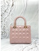 CHRISTIAN DIOR MEDIUM LADY DIOR IN LIGHT PINK CANNAGE LAMBSKIN LEATHER