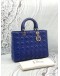 CHRISTIAN DIOR LARGE LADY DIOR IN ROYAL BLUE CANNAGE LAMBSKIN LEATHER