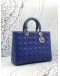 CHRISTIAN DIOR LARGE LADY DIOR IN ROYAL BLUE CANNAGE LAMBSKIN LEATHER
