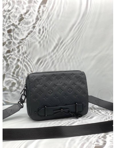 LOUIS VUITTON STEAMER MESSENGER BAG IN BLACK MONOGRAM TAURILLON LEATHER