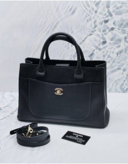 (CLEAR STOCK) (LIKE NEW) CHANEL NEO EXECUTIVE SMALL TOTE BAG IN BLACK CAVIAR LEATHER 