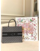 (LIKE NEW) CHRISTIAN DIOR LARGE DIOR BOOK TOTE IN GREY DIOR OBLIQUE EMBROIDERY