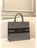 (LIKE NEW) CHRISTIAN DIOR LARGE DIOR BOOK TOTE IN GREY DIOR OBLIQUE EMBROIDERY
