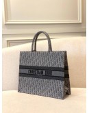 (LIKE NEW) CHRISTIAN DIOR LARGE DIOR BOOK TOTE IN GREY DIOR OBLIQUE EMBROIDERY